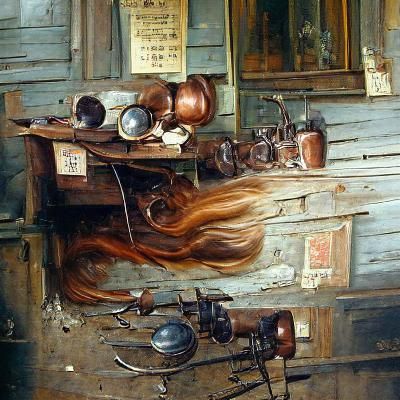 1800s Hair Salon Interior as Oil Painting