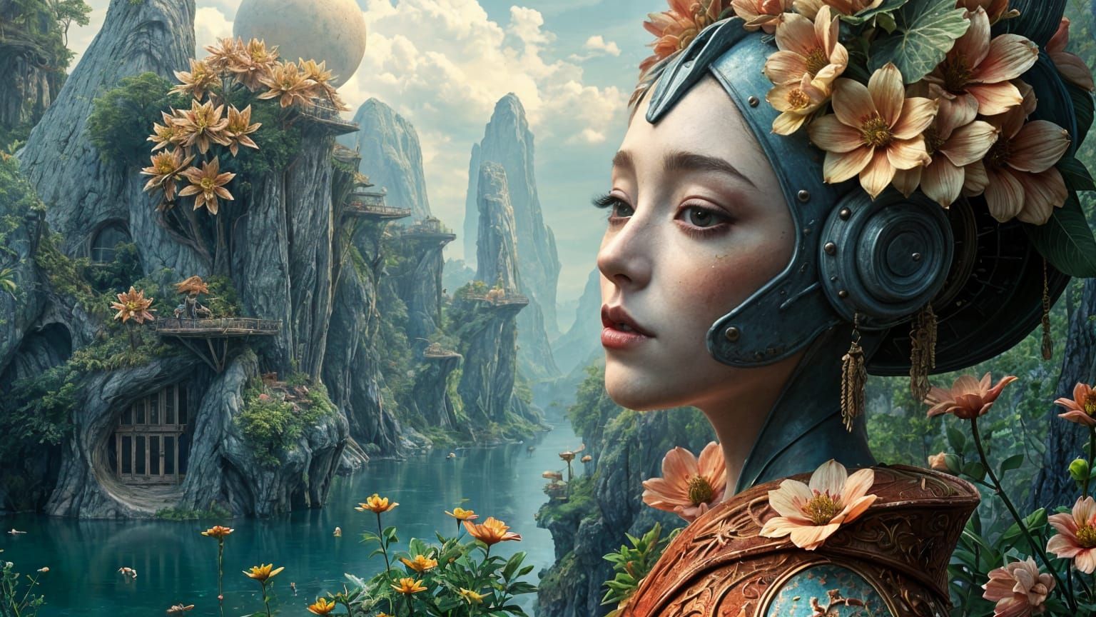 Surreal Oasis Fantasy in Photorealistic Oil and Egg Tempera