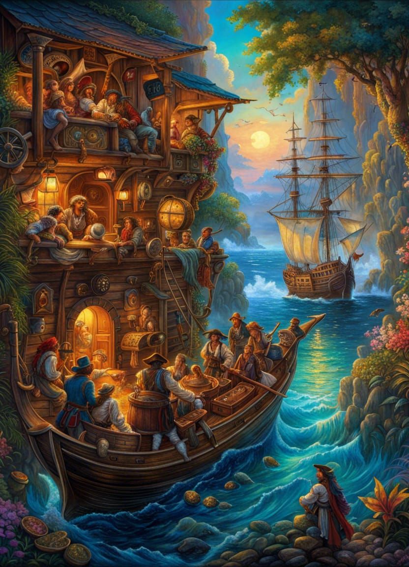 Pirate Boats Arrive at the Tavern