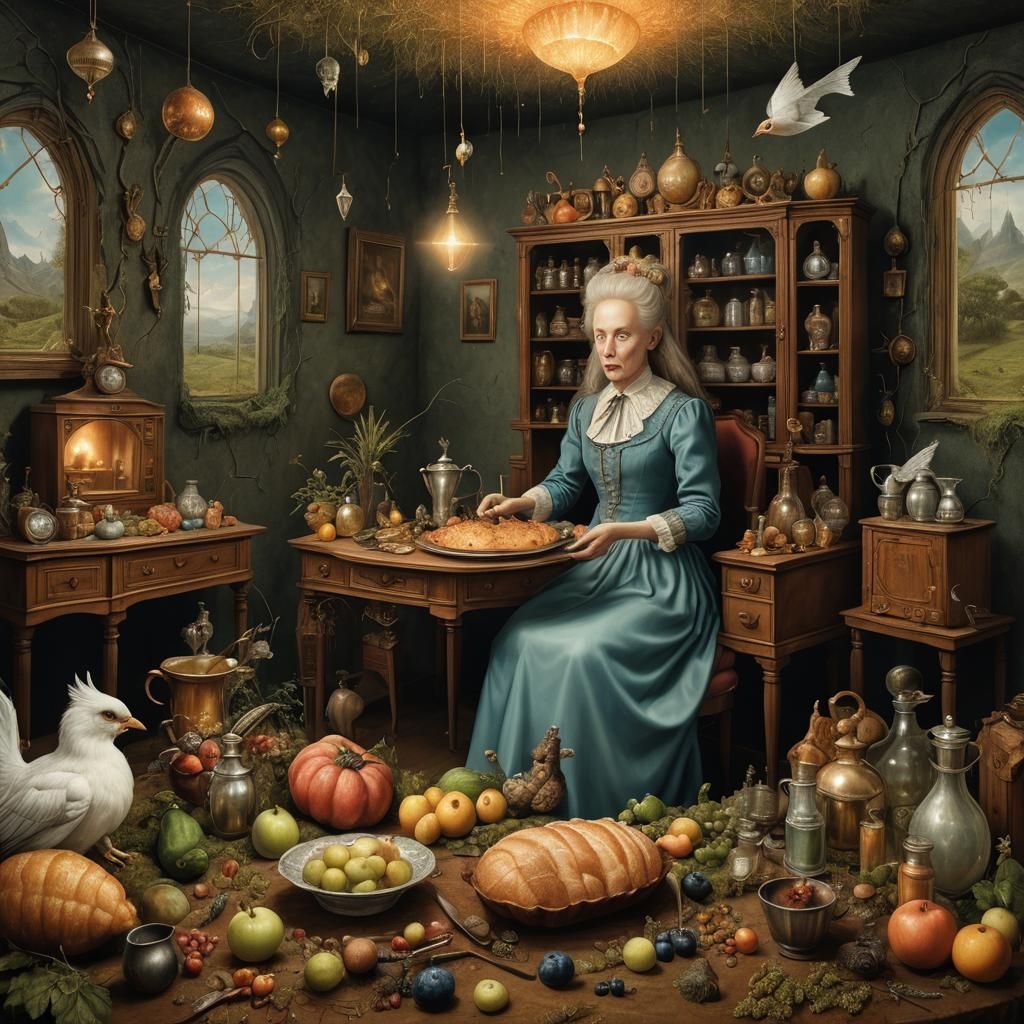 Magical Surrealism with Luminous Particles in Dreamy Style