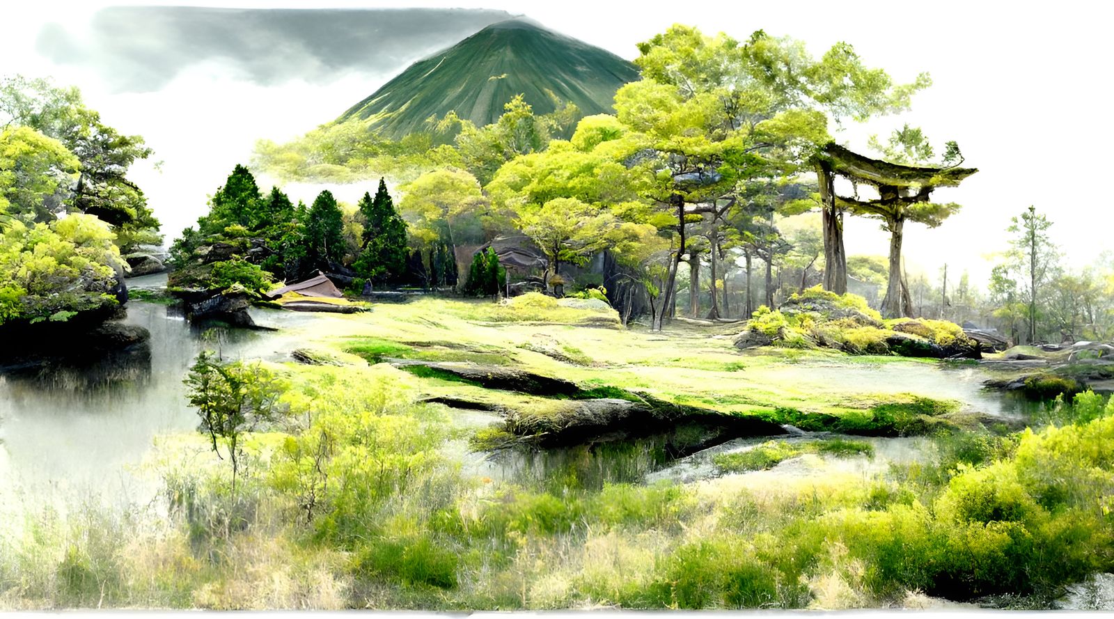 Japanese Landscape Vista: Photography in Painting Style