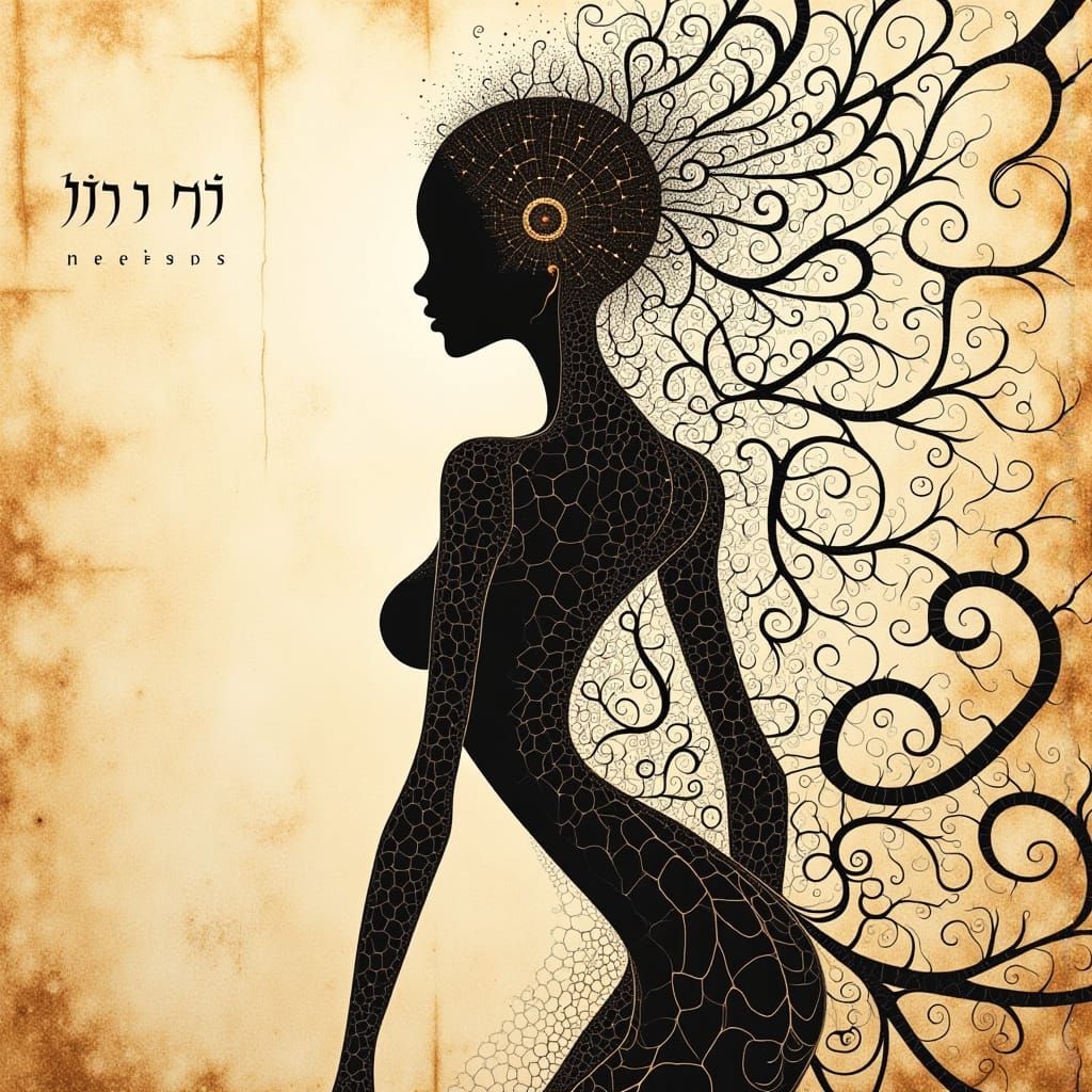 Ethereal Fashion Figure in Intricate, High-Contrast Aestheti...