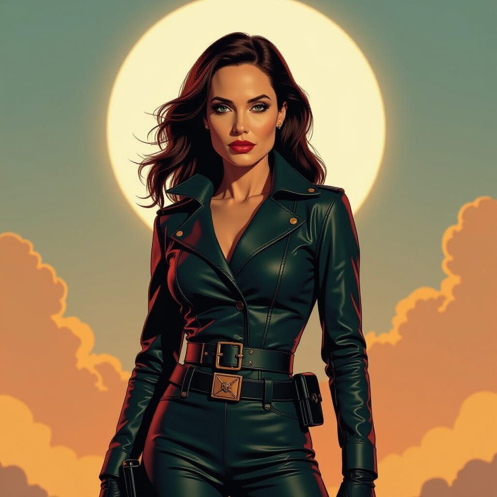 Angelina Jolie as Sky Captain in Retro-Futuristic Comic Styl...