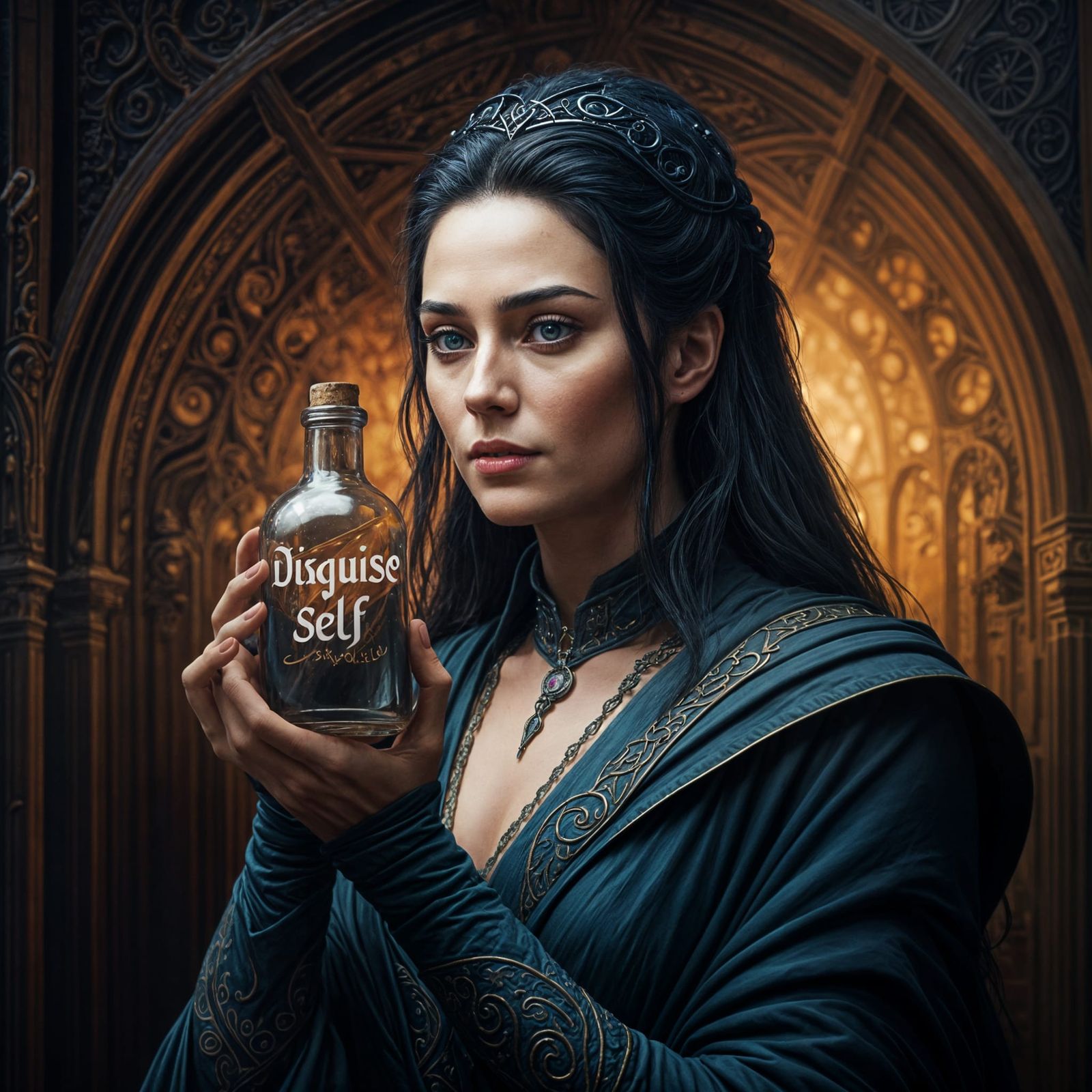 Ethereal Fantasy Sorceress Unveils Mysterious Bottle in Cine...