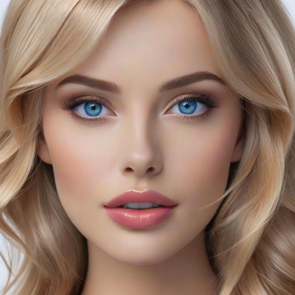 Hyperrealistic Portrait of a Woman with Blue Eyes