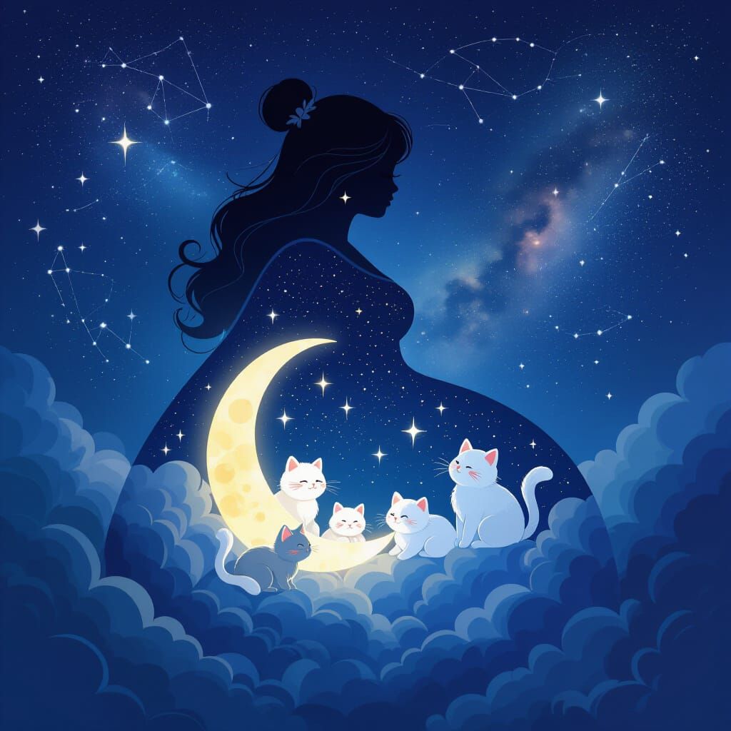 Celestial Nursery Silhouette of a Curvy Woman with Cosmic Ca...