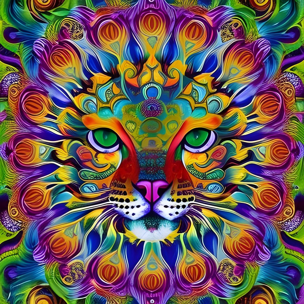 Psychedelic Leopard in Dahlia Staircase