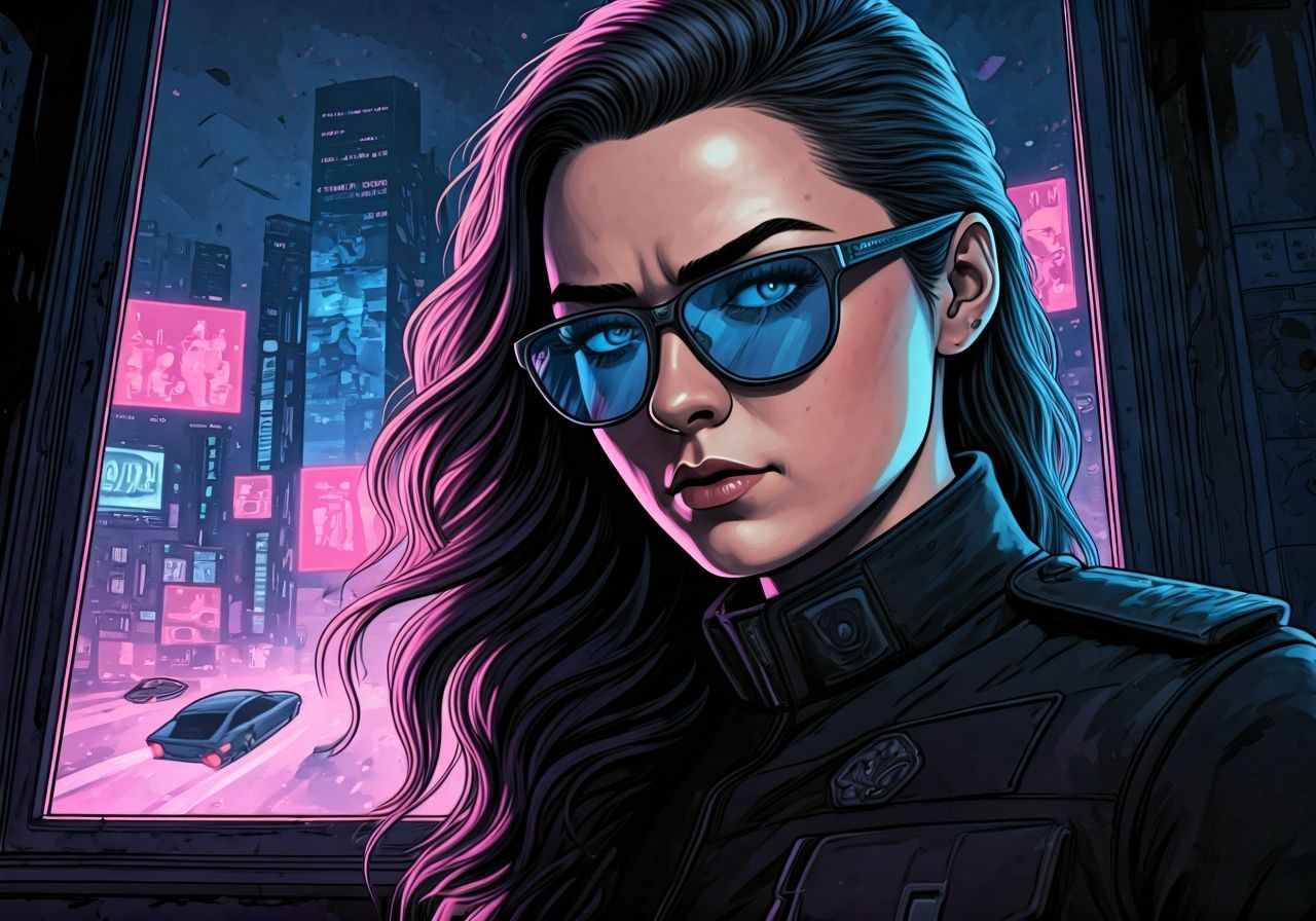 Ashildr in Cyberpunk Cityscape Portrait