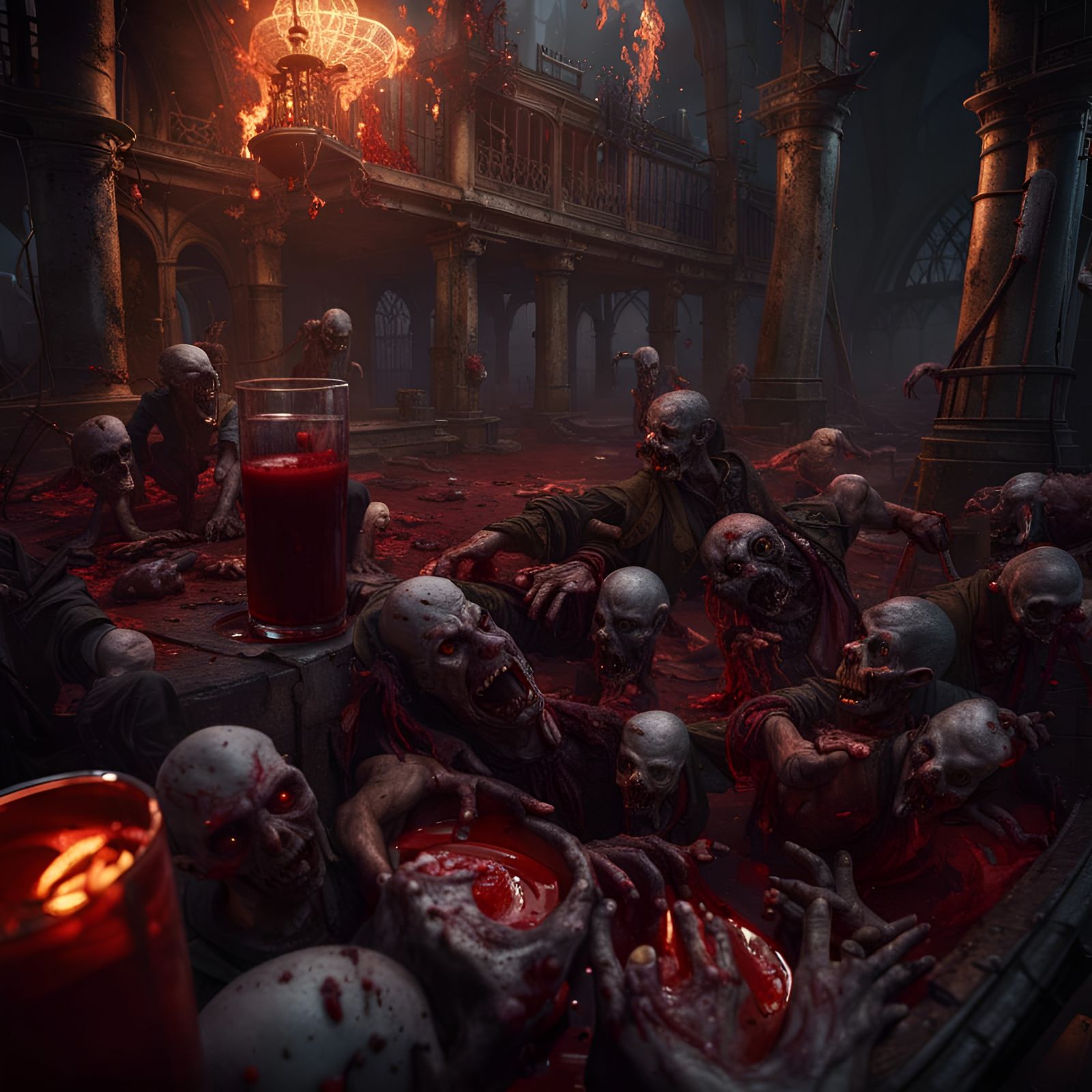 Vampires Ball: Rotting Zombies Serve Bloody Drinks