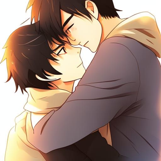Heartfelt Embrace: Anime-Style Manga Illustration