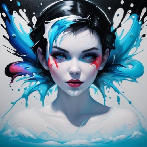 Snow White in Ocean Graffiti Splash Art