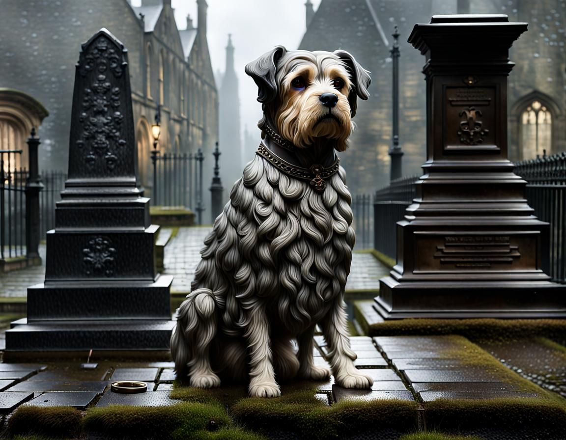 Greyfriars Bobby: Loyalty in Rain, Digital Oil Painting