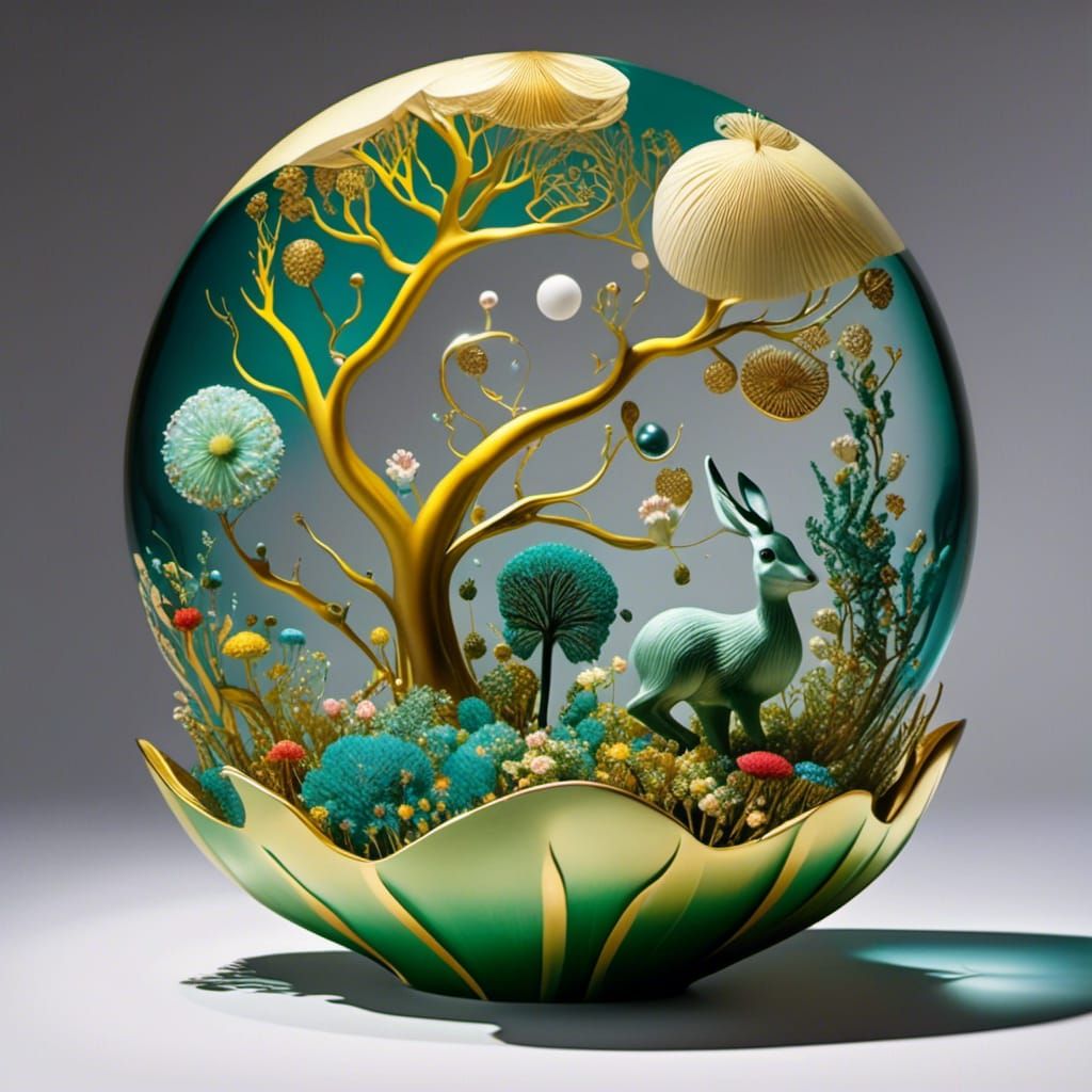 Enchanted Forest Inside Surreal Snail Shell