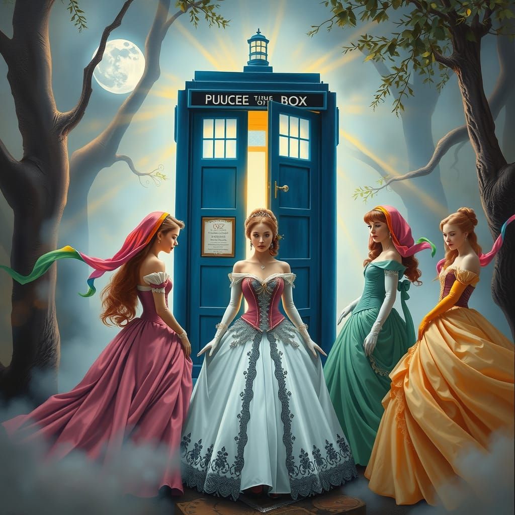 Disney Princesses Doctor Who Tardis Satin Headscarf Satin He...