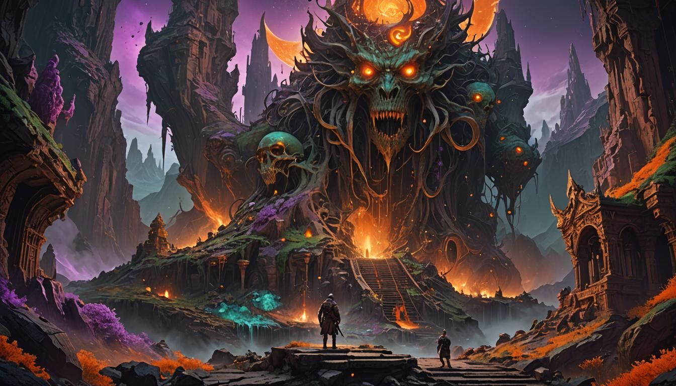 Cosmic Horror Mountain in Dark Fantasy Style