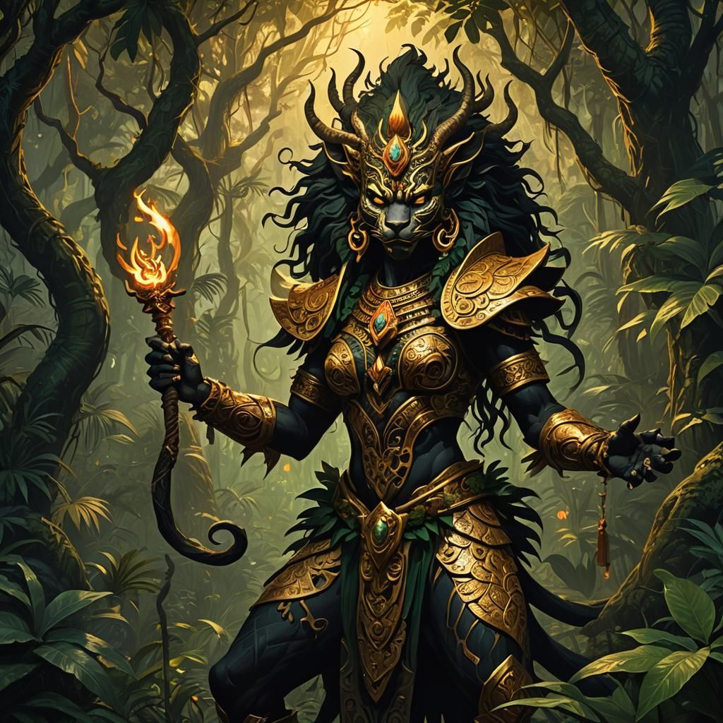 Cyberpunk-Inspired Rakshasa in the Jungle
