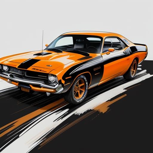 Plymouth Barracuda Concept Car in Pop Art Style