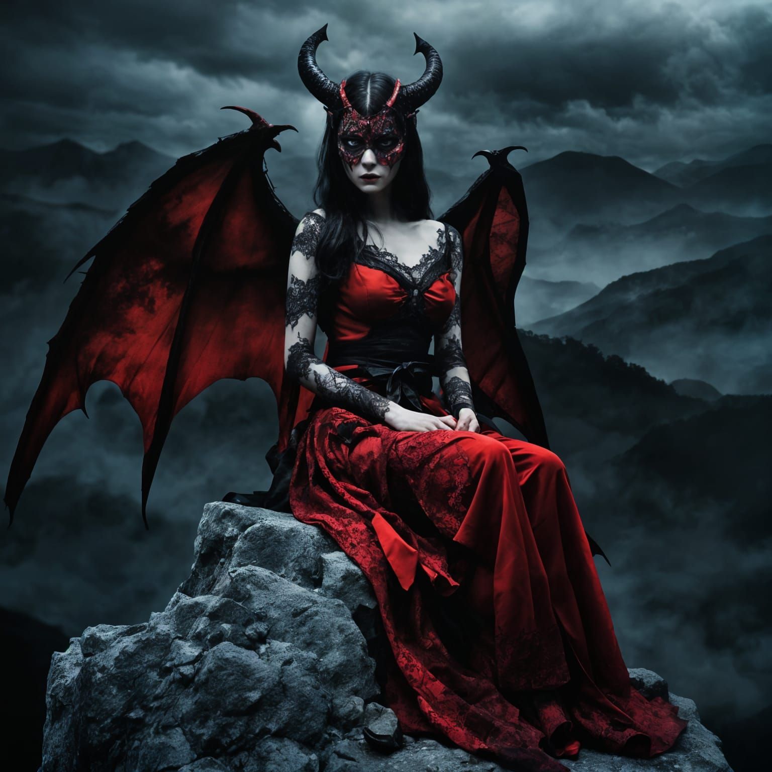 Lilith in Gothic Dark Fantasy with Black Raven