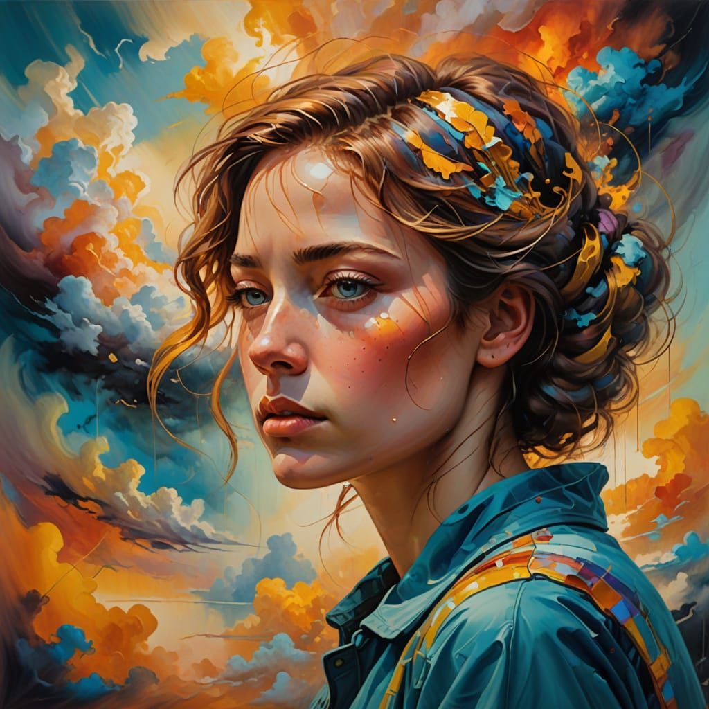 Surreal Dreamlike Sanctuary Portrait in Oil Painting Style