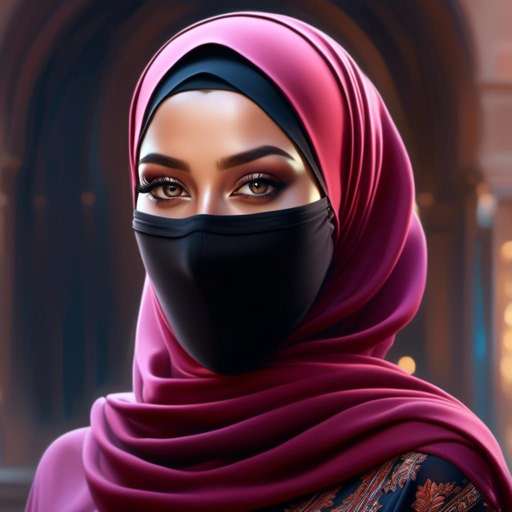 Curvy Hijabi Character in Detailed 8k Portrait