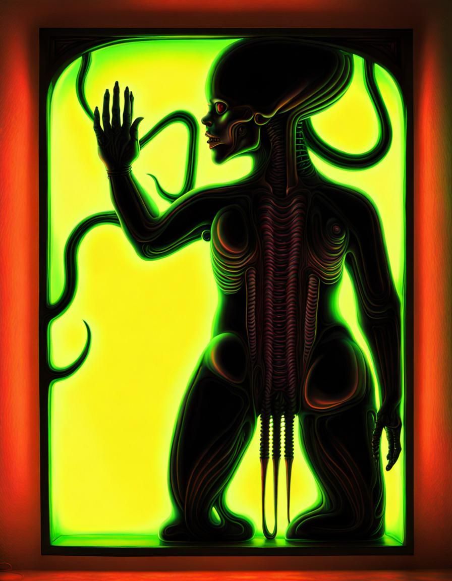 Psychedelic Neon Art in Giger Style