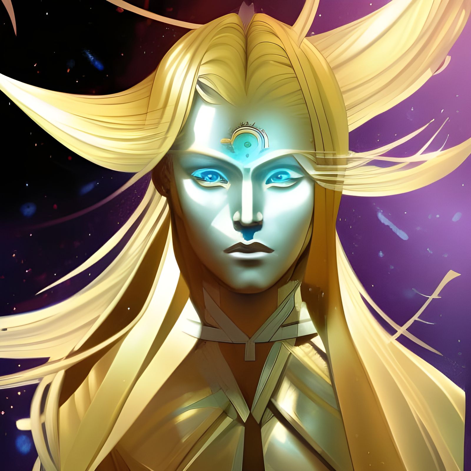 Blonde Alien Warrior in Anime Style