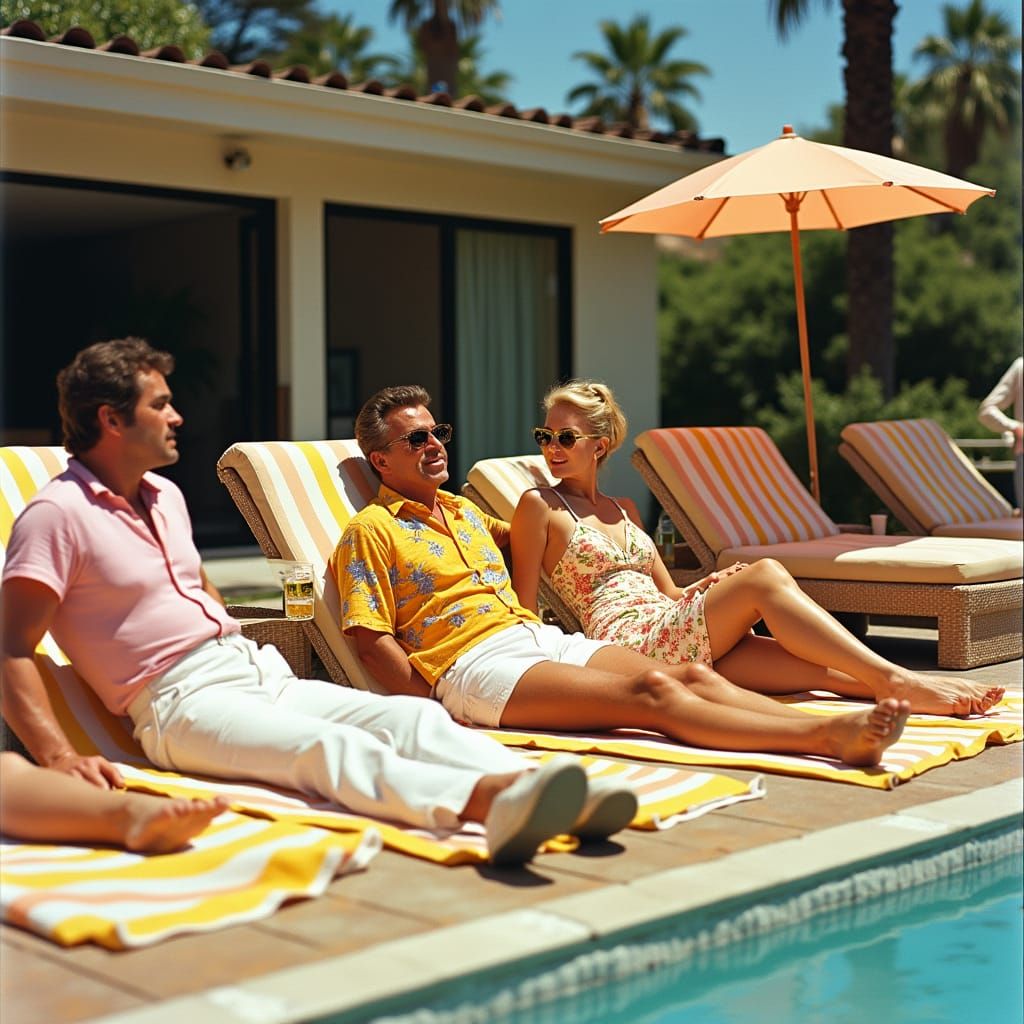 1970s Hollywood Poolside Party at a Luxurious Beverly Hills ...