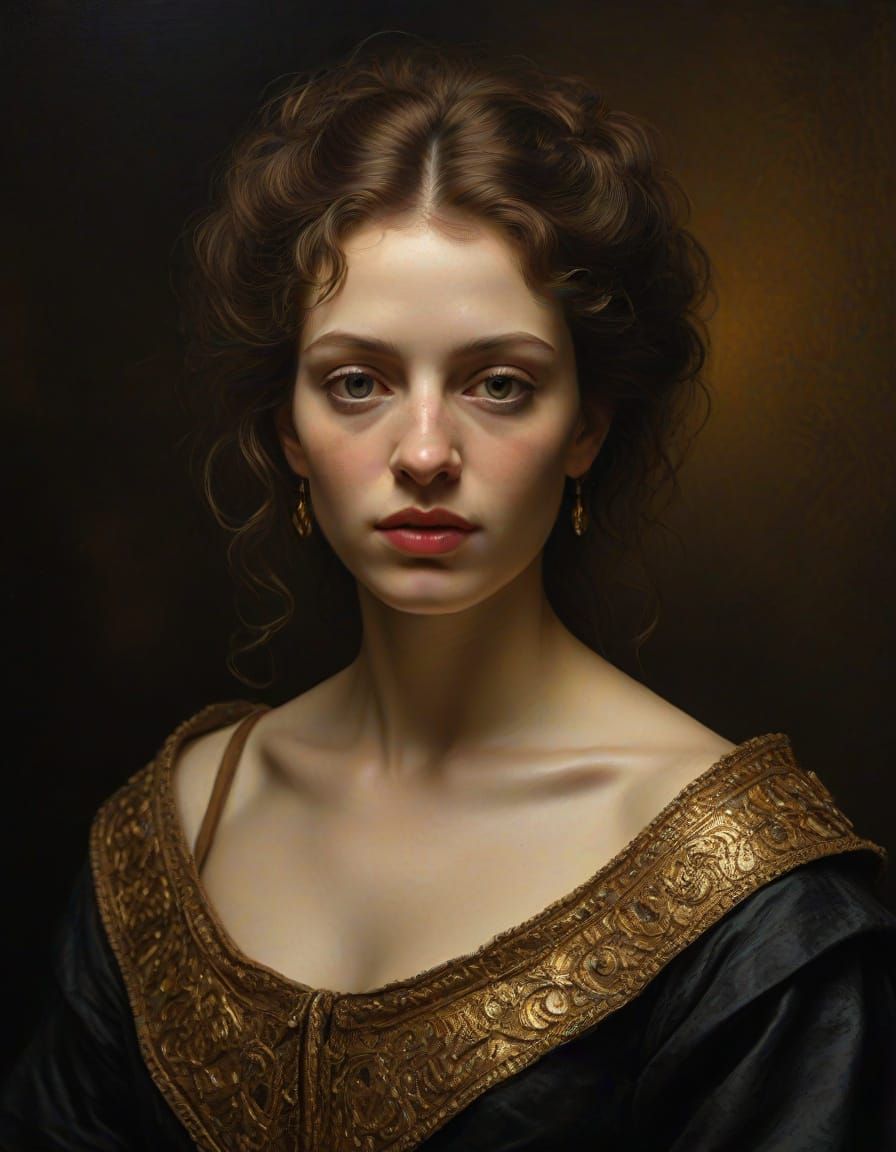 Ethereal Woman in Warm, Golden Aura, Reminiscent of Baroque ...