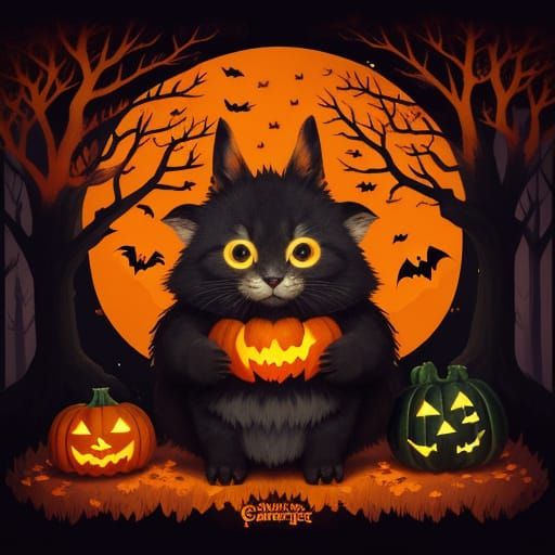 Adorable Animals in Halloween Costumes in Spooky Forest