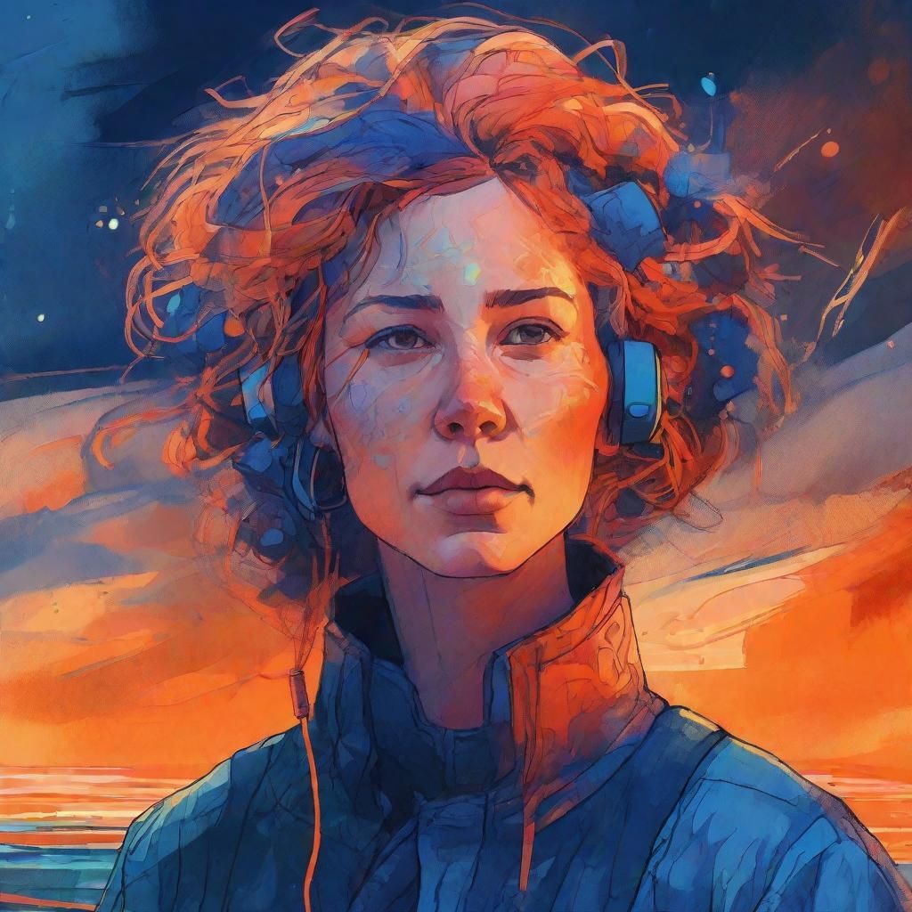 Fantastical Woman Portrait in Digital Watercolor Style