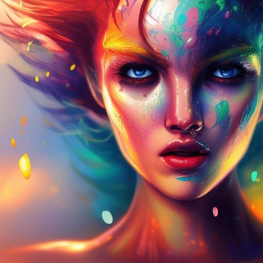 Hyperrealistic Face in Splash Art Style