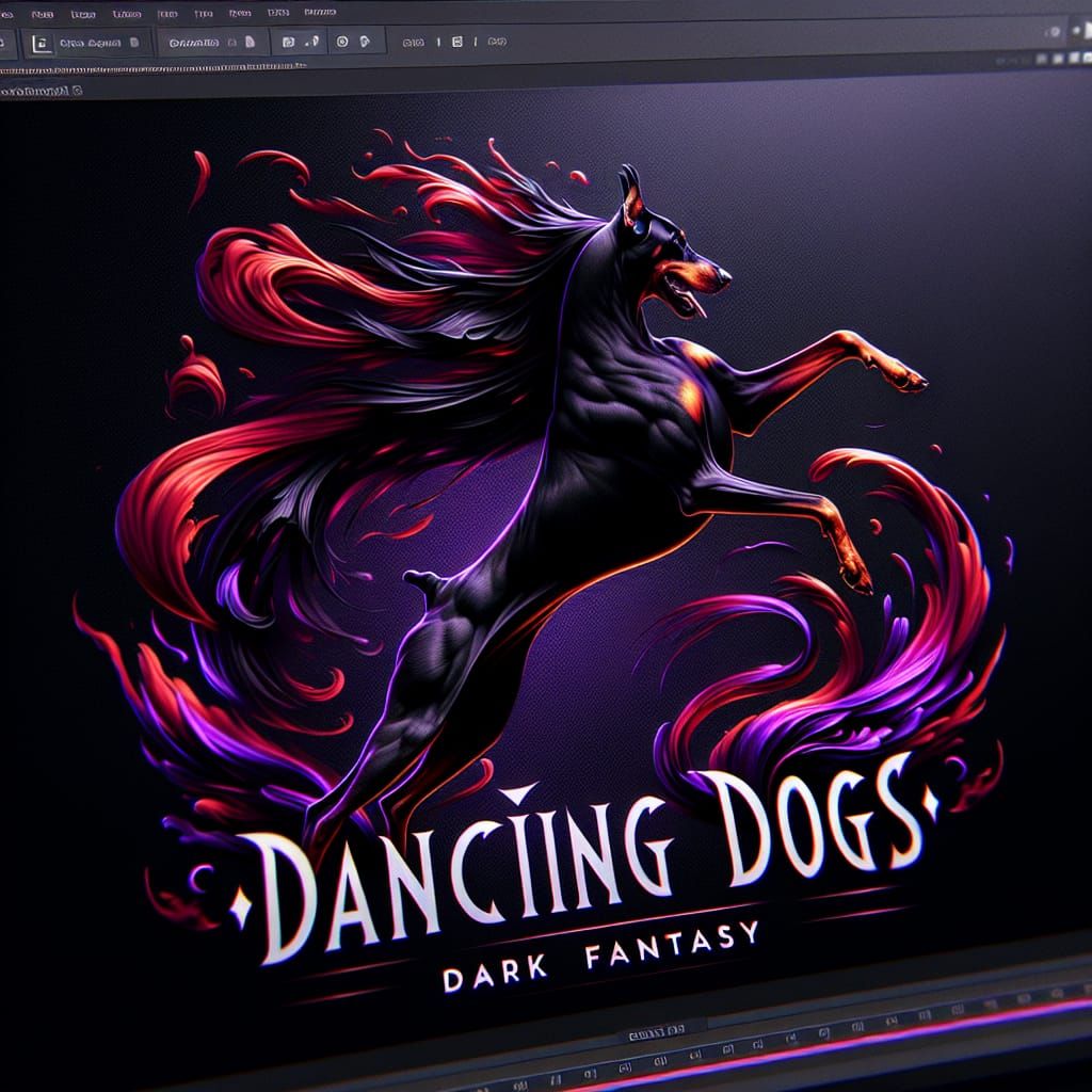 Dark Fantasy Logo Featuring Dancing Doberman