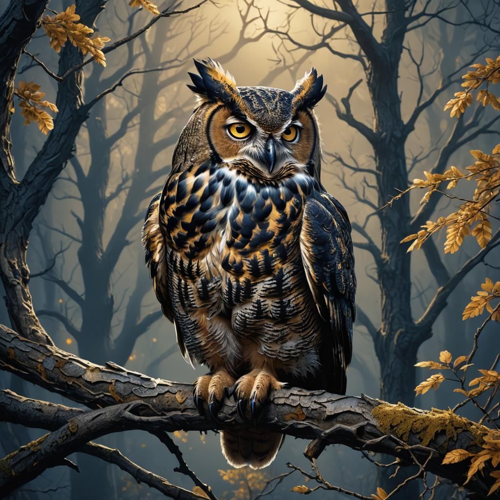 Majestic Great Horned Owl Concept Art