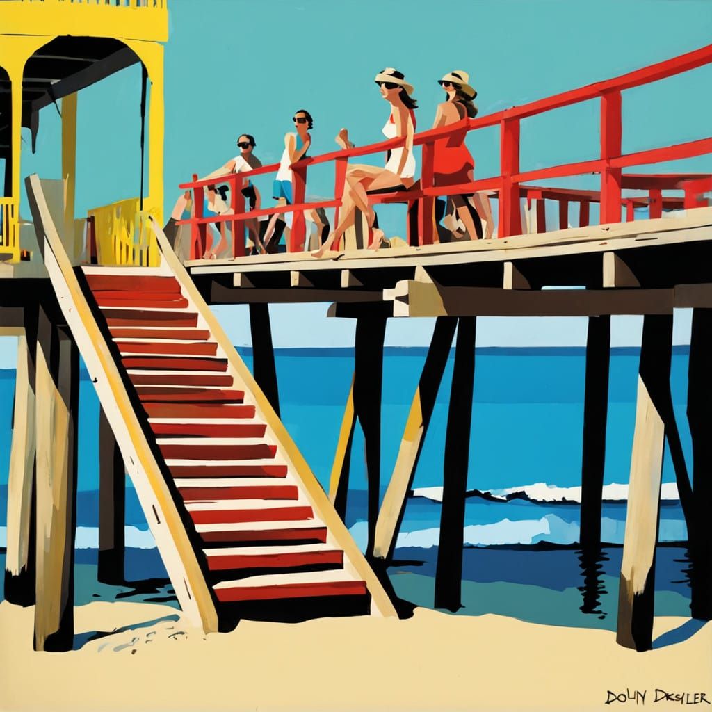 Vibrant Pop Art Scene Under the Boardwalk