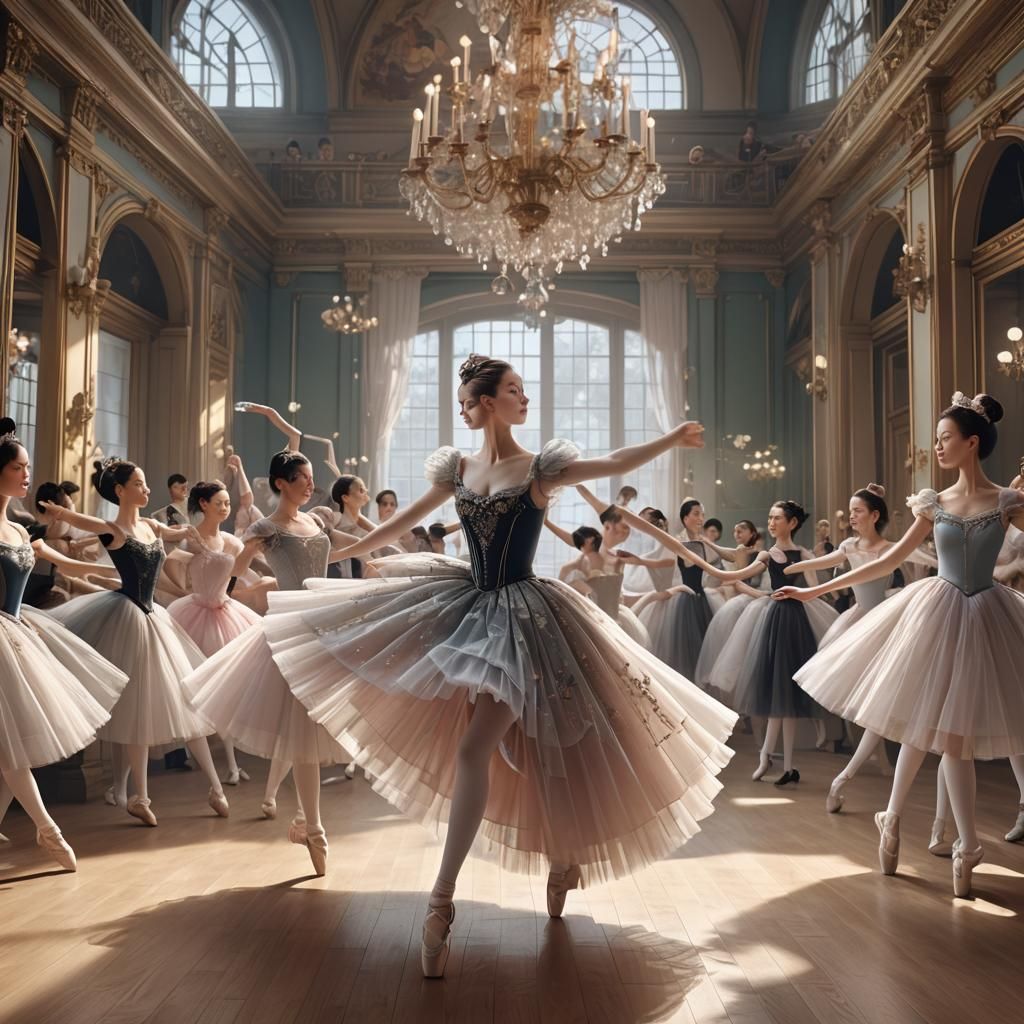 Ballet Tutu Historical Scene in 3D Anime Style