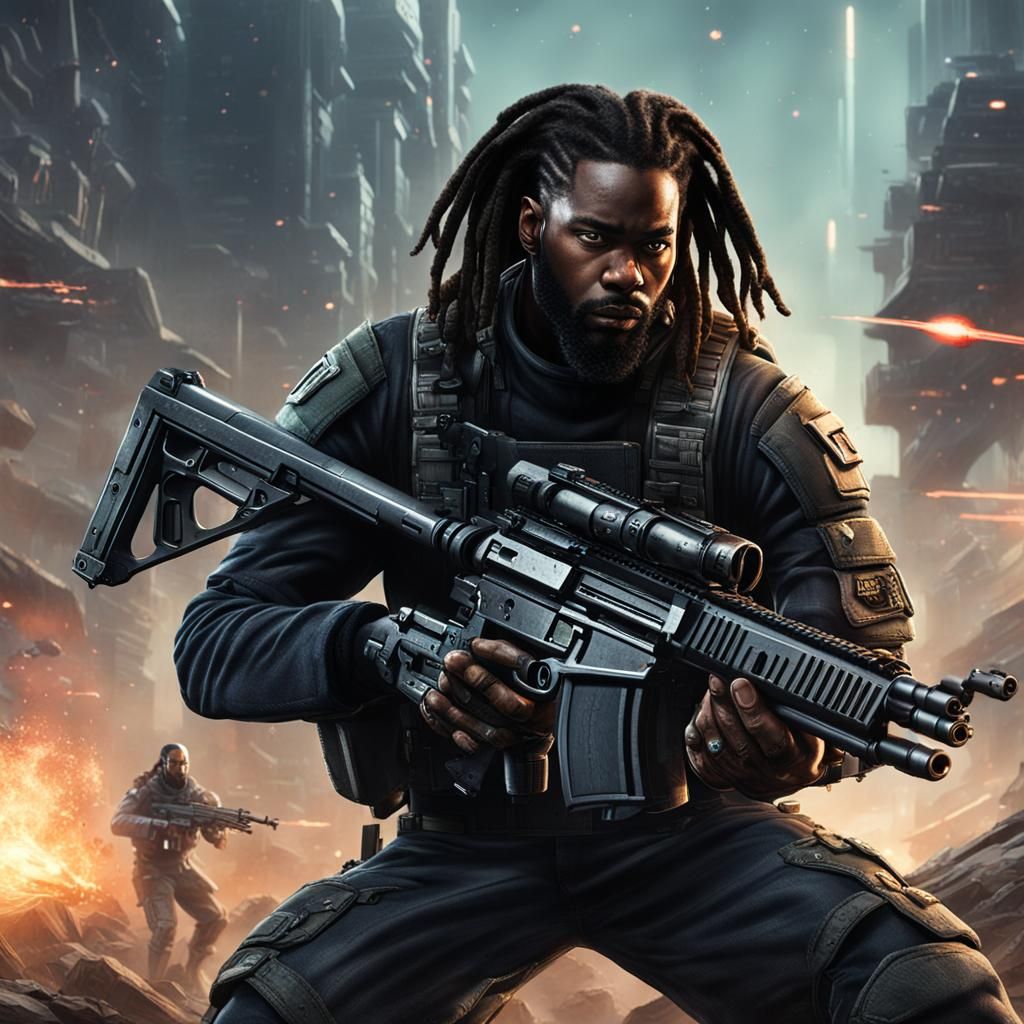 Dystopian Sci-Fi Soldier with Cybernetic Implants