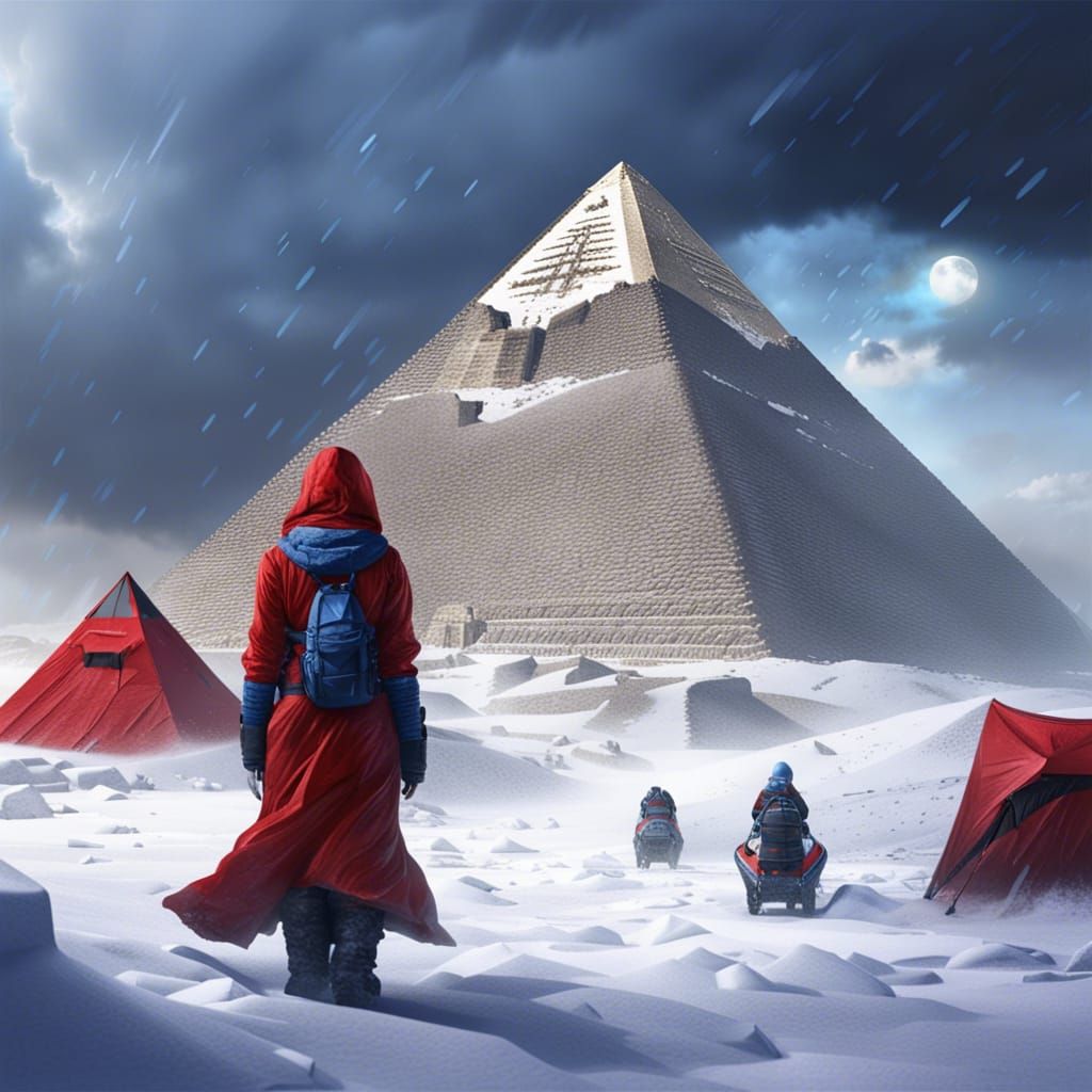 Giza Pyramids in Nuclear Winter, Hyperdetailed Fantasy Art