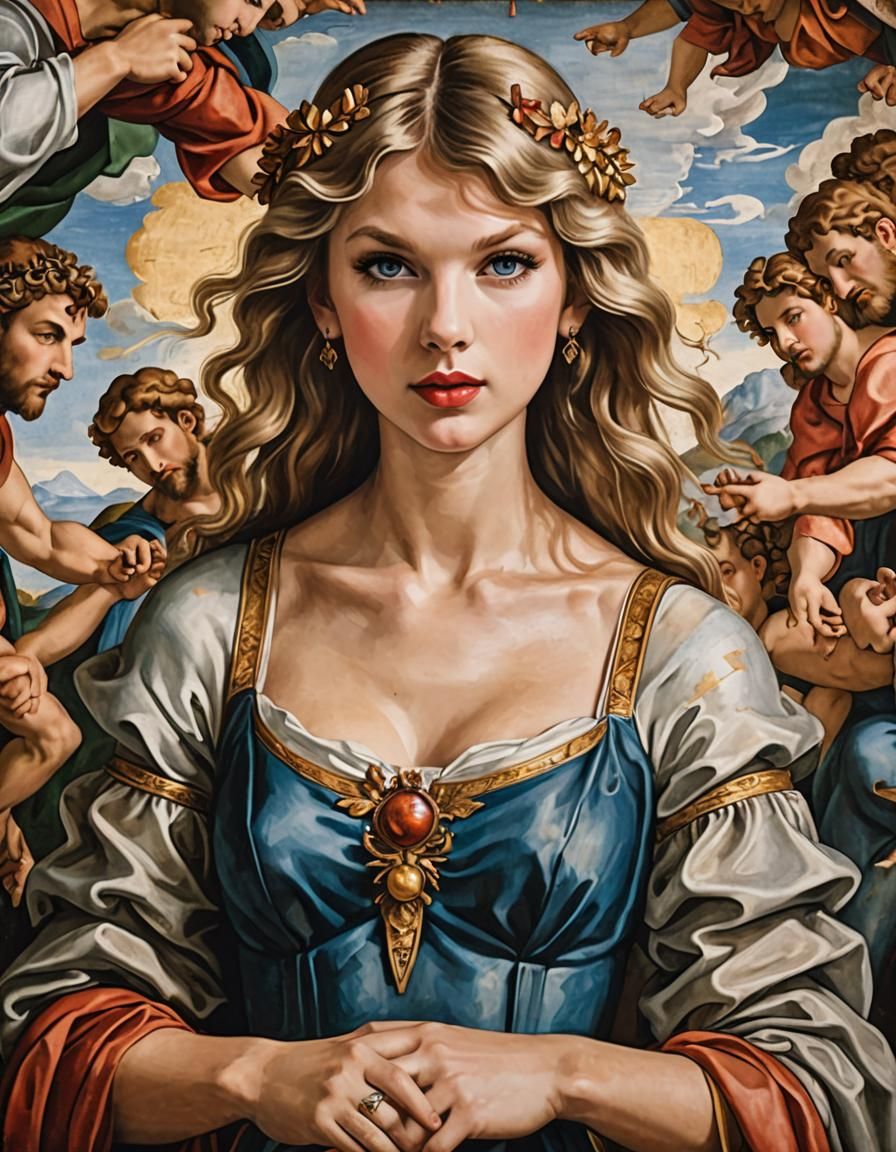 Taylor Swift as painted by Michelangelo on the Sistine Chapel