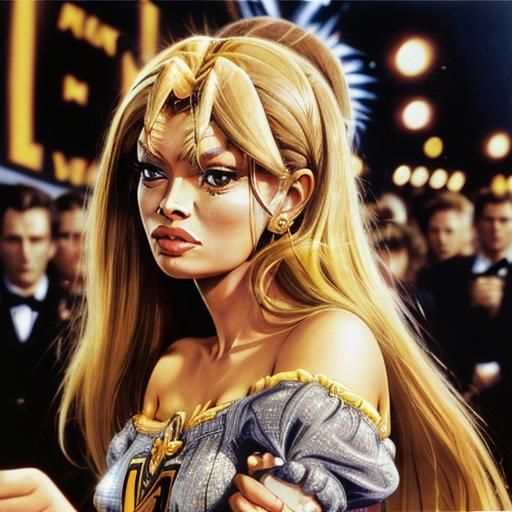 Brigitte Bardot at Cannes Film Festival as Oil Painting