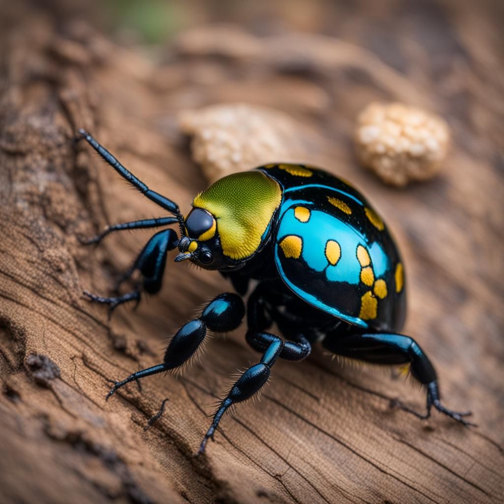 Iridescent Phelotrupes Auratus Beetle Macro Photo