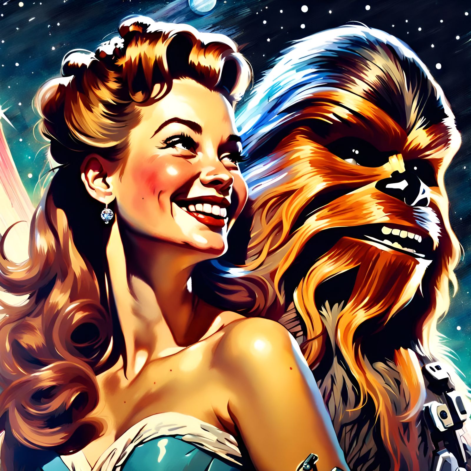 Belle and Chewbacca in Space, Pin-Up Art