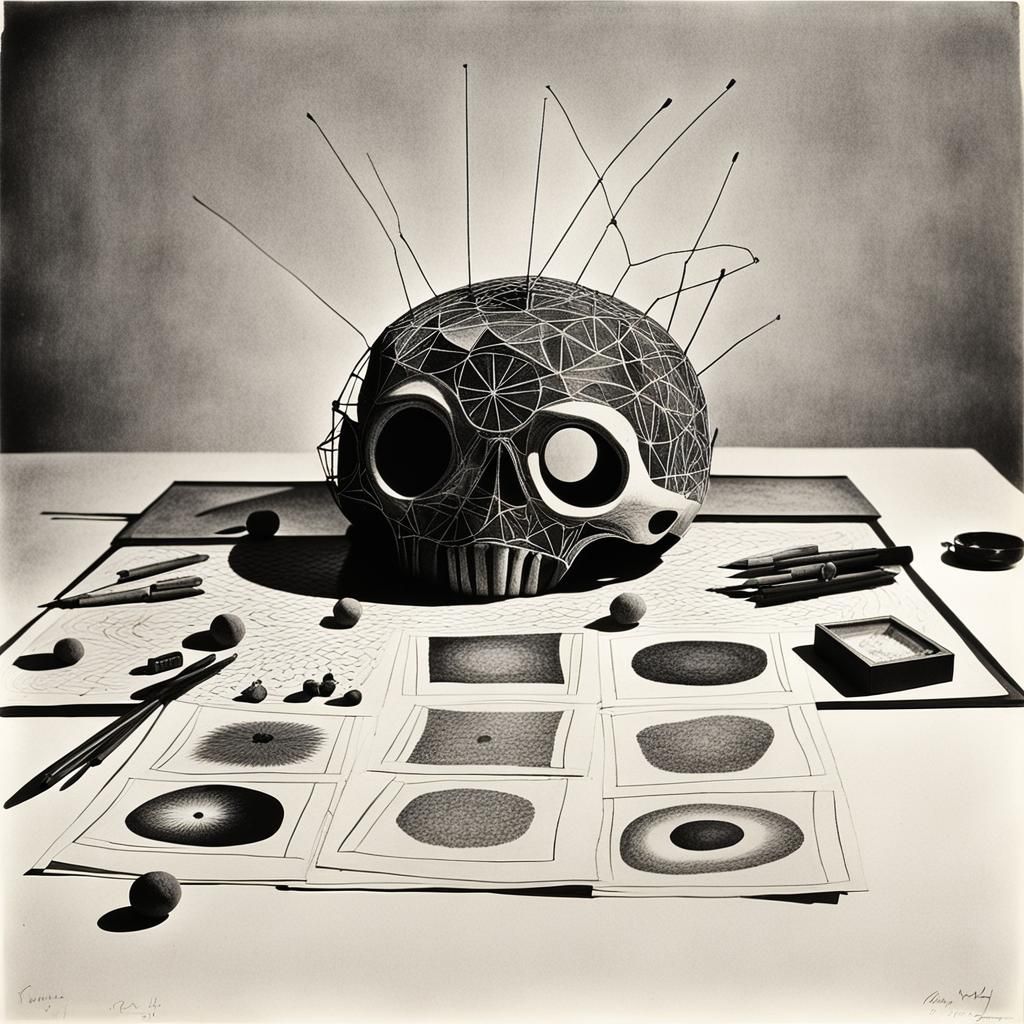 Surreal Rayograph: Child's Drawing in Man Ray Style