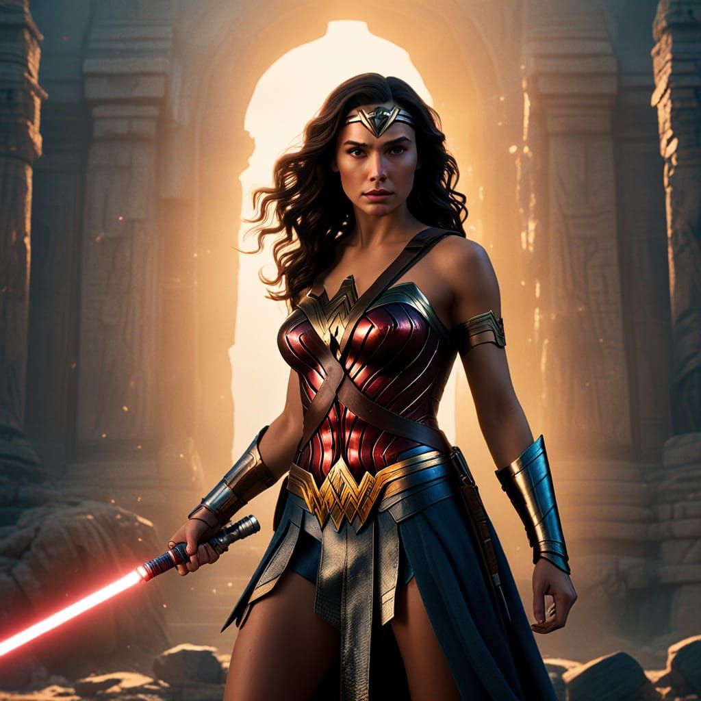 Wonder Woman as a Jedi Master in a Star Wars-Inspired Digita...