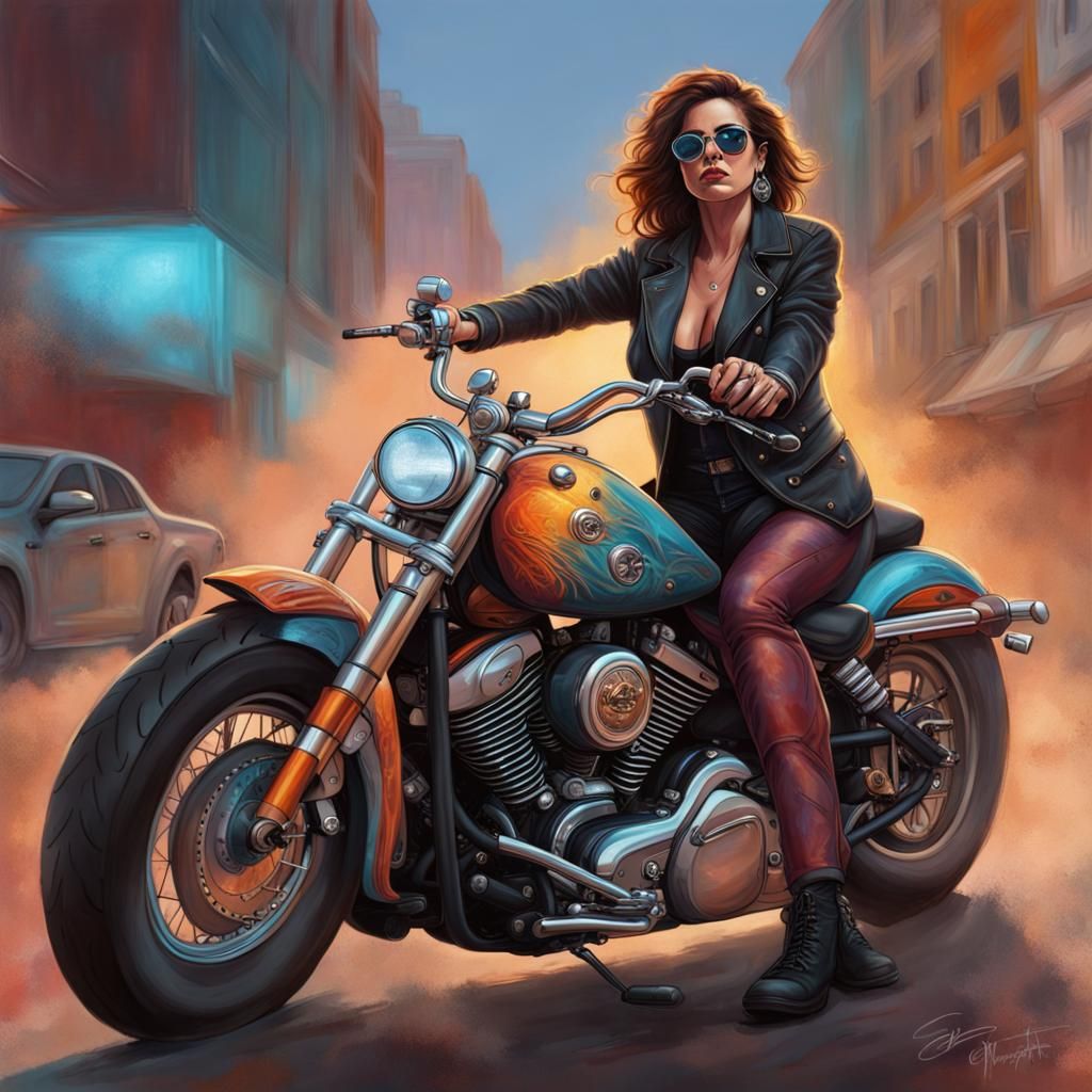 Hyperrealistic Biker Portrait on Harley Davidson