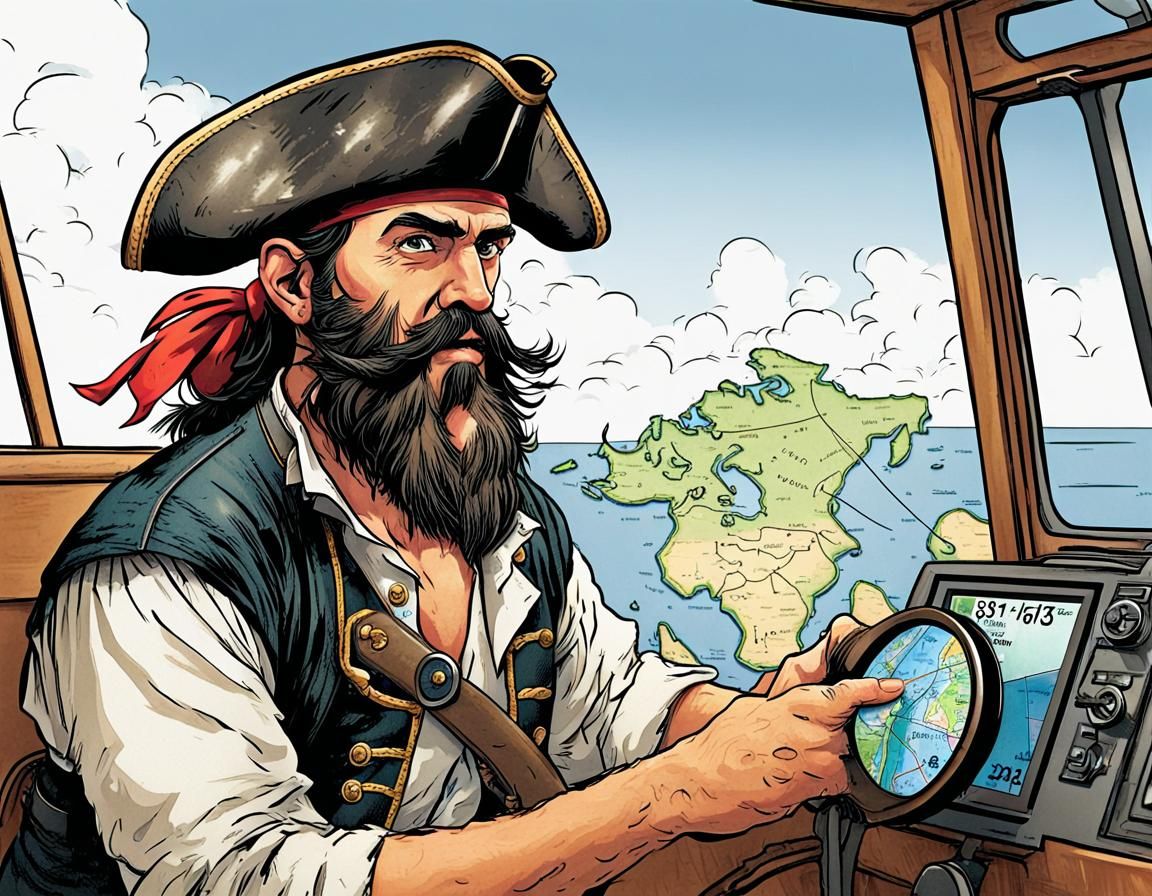 Blackbeard the Pirate Navigates with GPS