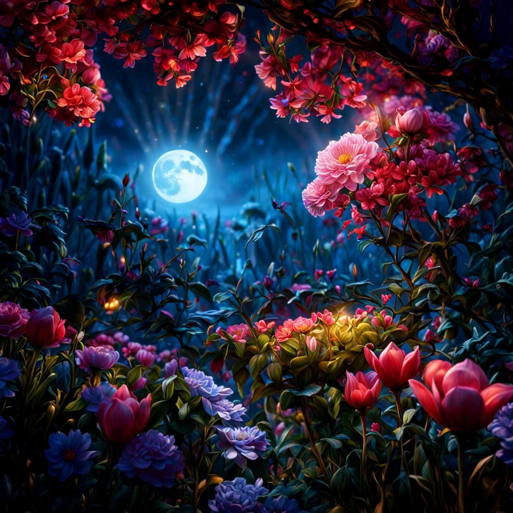 Moonlit Flower: Detailed Fantasy Concept Art