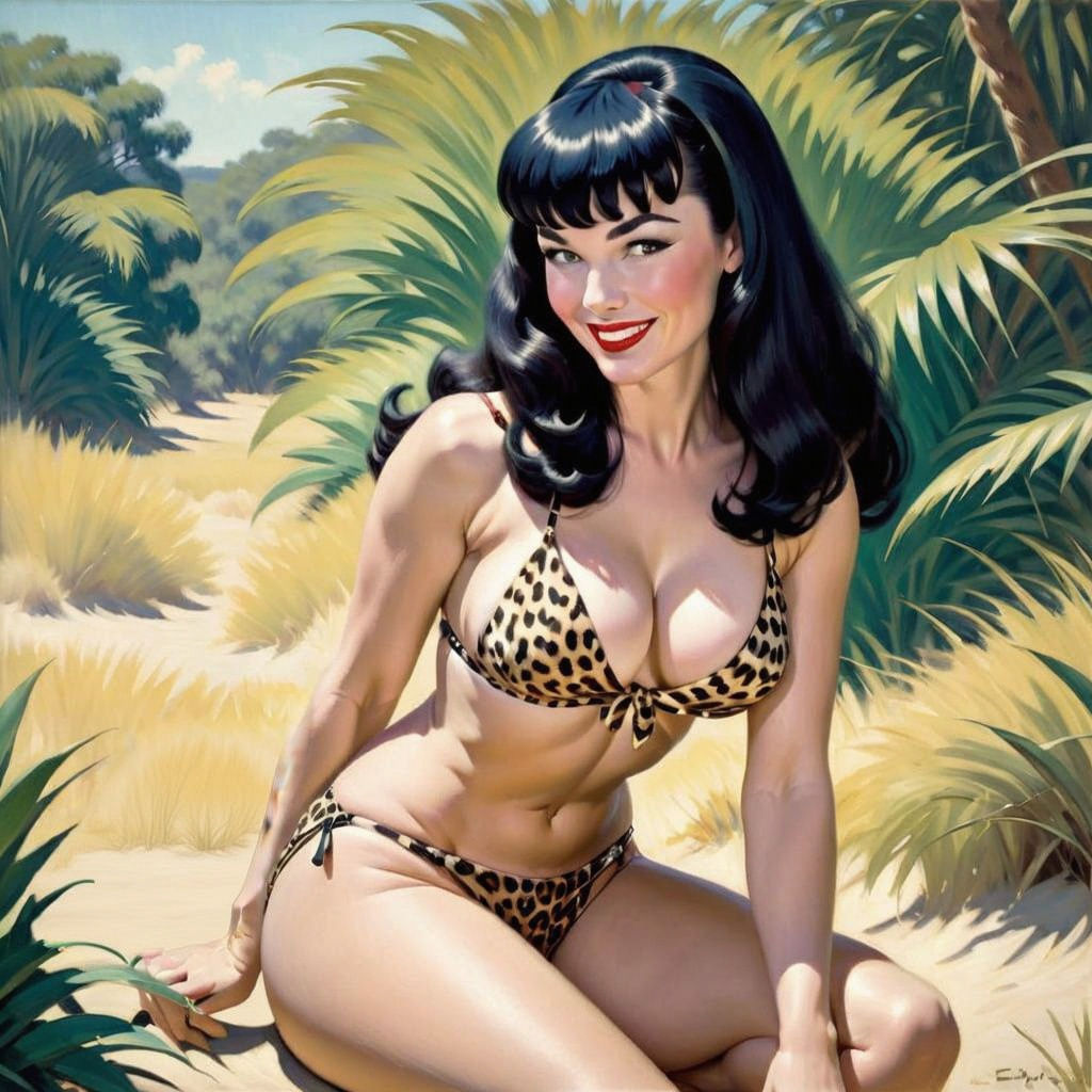 Post-Impressionistic Woman with Cheetah