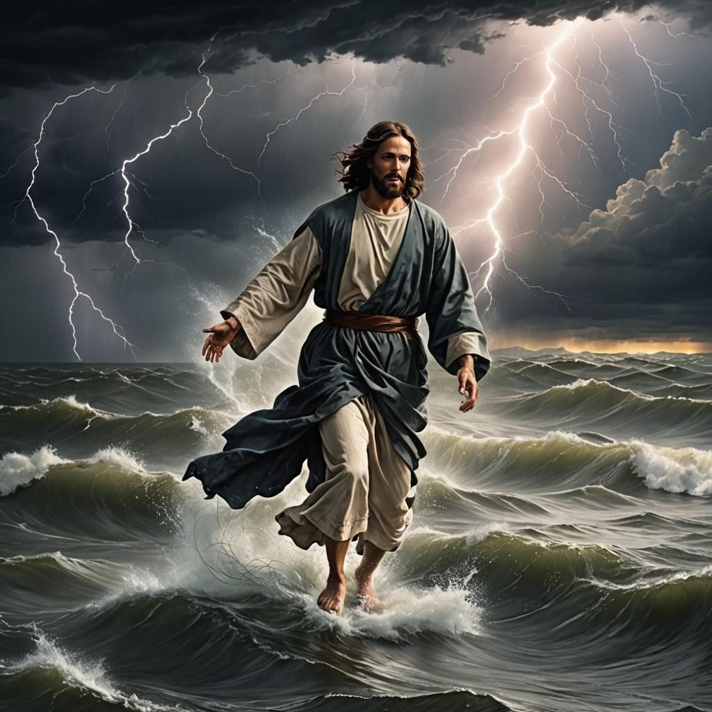 Jesus Walks on Water During Storm
