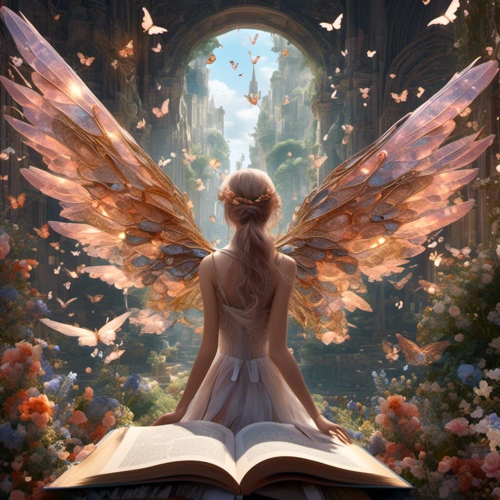 Fairy Wings Crafted from Book Pages in 3D Anime Art