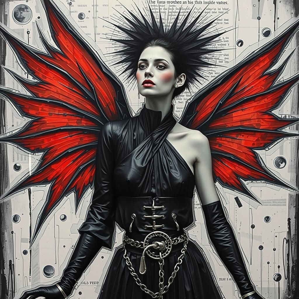 Geometric Winged Figure in Dadaist Photogram Collage